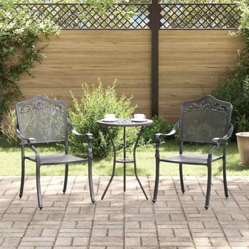 QJBSAVVA Gartenstuhl Schwarz 2er Set Moderner Stapelbarer Stuhl aus Pulverbeschichtetem Stahl für Terrasse Balkon und Garten Robuste Outdoor Sitzgelegenheit mit 150 kg Belastbarkeit von QJBSAVVA