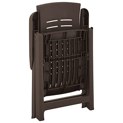 QJBSAVVA Gartenstuhl Set 2 Stück Klappbarer Kunststoff Stuhl mit Verstellbarer Rückenlehne Wetterbeständig und Pflegeleicht 59 x 67 x 106 cm Mokka für Balkon Garten und Strand von QJBSAVVA