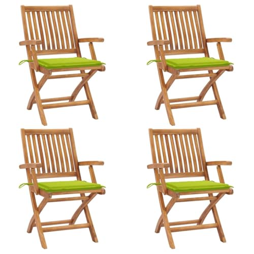 QJBSAVVA Gartenstuhl-Set aus Teakholz 4 Stück mit Kissen Klappbare Outdoor-Stühle für Balkon Garten und Camping 56 x 58 x 88 cm Wetterfest & Leicht zu Reinigen QJBSAVVA Gartenstuhl-Set aus Teakholz 4 Stück mit Kissen Klappbare Outdoor-Stühle für Balkon Garten und Camping 56 x 58 x 88 cm Wetterfest & Leicht zu Reinigen von QJBSAVVA