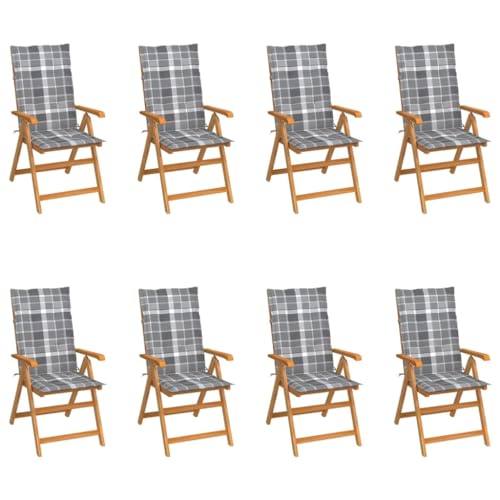 QJBSAVVA Gartenstuhl-Set aus Teakholz 8-TLG. mit Verstellbarer Rückenlehne und Kissen Klappbare Lounge Möbel für Garten Terrasse und Balkon QJBSAVVA Gartenstuhl-Set aus Teakholz 8-TLG. mit Verstellbarer Rückenlehne und Kissen Klappbare Lounge Möbel für Garten Terrasse und Balkon von QJBSAVVA