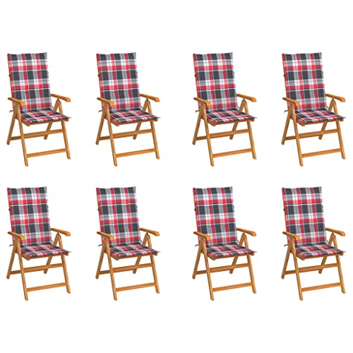 QJBSAVVA Gartenstuhl-Set aus Teakholz 8-TLG. mit Verstellbarer Rückenlehne & Kissen Klappbare Lounge-Sessel für Terrasse Balkon und Garten QJBSAVVA Gartenstuhl-Set aus Teakholz 8-TLG. mit Verstellbarer Rückenlehne & Kissen Klappbare Lounge-Sessel für Terrasse Balkon und Garten von QJBSAVVA