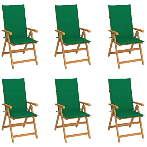 QJBSAVVA Gartenstuhl aus Teakholz mit Grünem Kissen 57 x 71,5 x 100 cm 7-Fach Verstellbare Rückenlehne Klappbar & Leicht für Terrasse Balkon und Strand QJBSAVVA Gartenstuhl aus Teakholz mit Grünem Kissen 57 x 71,5 x 100 cm 7-Fach Verstellbare Rückenlehne Klappbar & Leicht für Terrasse Balkon und Strand von QJBSAVVA