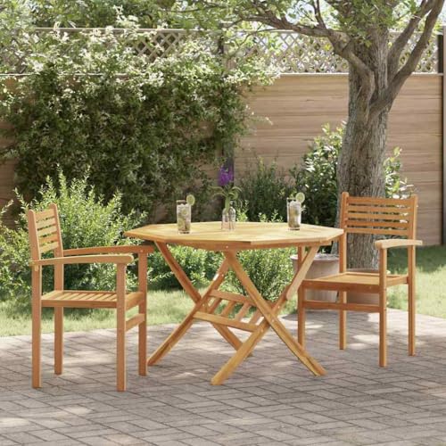 QJBSAVVA Gartenstuhl aus Teakholz stapelbar 55.5 x 55.5 x 90 cm Braun 2er Set Rustikale Outdoor Stühle mit Armlehnen für Terrasse Balkon und Garten von QJBSAVVA