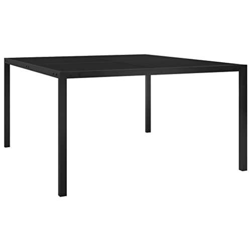 QJBSAVVA Gartentisch 130x130x72 cm Schwarz Pulverbeschichteter Stahl und Gehärtetes Glas Modernes Design Robust und Langlebig für Garten Terrasse und Balkon von QJBSAVVA