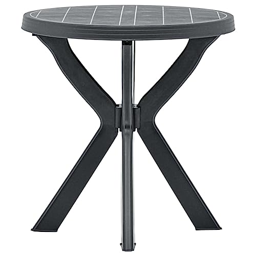 QJBSAVVA Gartentisch Anthrazit Ø70 cm aus robustem Kunststoff Wetterfest & Leicht für Balkon Terrasse oder Camping als Beistelltisch Outdoor von QJBSAVVA