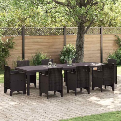 QJBSAVVA Gartentisch Braun 300x100x73 cm Ausziehbare Tischplatte aus Poly Rattan Wetterfestes Outdoor Esstisch Modernes Design für Garten Terrasse und Balkon von QJBSAVVA