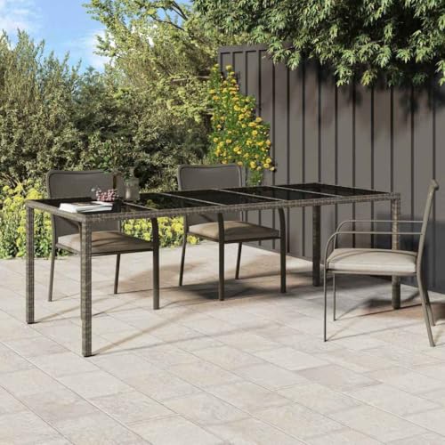 QJBSAVVA Gartentisch Grau 250x100x75 cm Rechteckig Poly Rattan mit Einscheibensicherheitsglas Robuster Outdoor Esstisch für Garten Balkon und Terrasse QJBSAVVA Gartentisch Grau 250x100x75 cm Rechteckig Poly Rattan mit Einscheibensicherheitsglas Robuster Outdoor Esstisch für Garten Balkon und Terrasse von QJBSAVVA