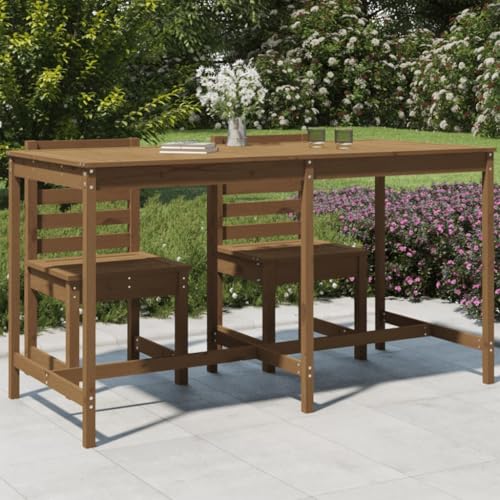 QJBSAVVA Gartentisch Honigbraun aus Massivholz Kiefer 203.5 x 90 x 110 cm Klassischer Outdoor Tisch für Garten Terrasse Balkon mit Rustikaler Optik und Stabiler Konstruktion von QJBSAVVA