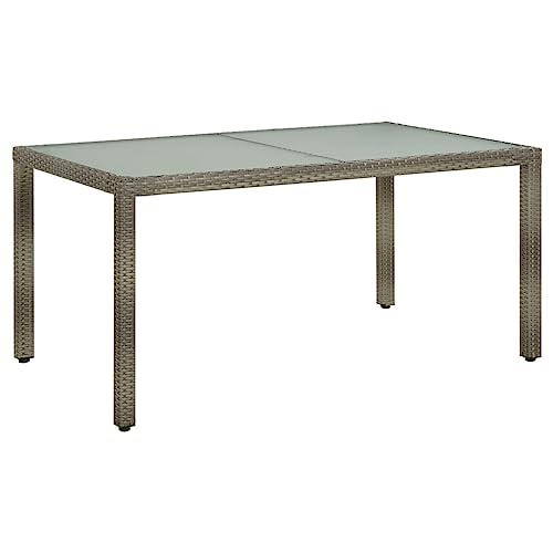 QJBSAVVA Gartentisch aus Poly Rattan mit Hartglasplatte 150 x 90 x 75 cm Grau Robuster Outdoor Esstisch für Terrasse Garten und Balkon QJBSAVVA Gartentisch aus Poly Rattan mit Hartglasplatte 150 x 90 x 75 cm Grau Robuster Outdoor Esstisch für Terrasse Garten und Balkon von QJBSAVVA