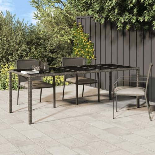 QJBSAVVA Gartentisch aus Poly Rattan mit gehärteter Glasplatte 250 x 100 x 75 cm Grau und Schwarz Robustes Design für Terrasse Garten und Balkon QJBSAVVA Gartentisch aus Poly Rattan mit gehärteter Glasplatte 250 x 100 x 75 cm Grau und Schwarz Robustes Design für Terrasse Garten und Balkon von QJBSAVVA
