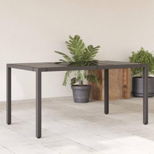 QJBSAVVA Gartentisch mit Glasplatte Schwarz 150x90x75 cm PE Rattan Outdoor Tisch für Terrasse Garten und Balkon Robustes Design UV Beständig QJBSAVVA Gartentisch mit Glasplatte Schwarz 150x90x75 cm PE Rattan Outdoor Tisch für Terrasse Garten und Balkon Robustes Design UV Beständig von QJBSAVVA