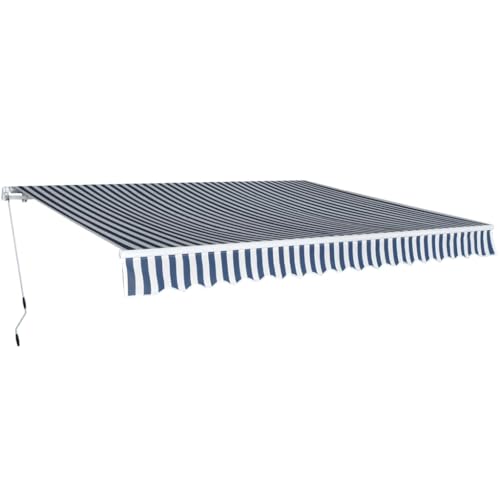 QJBSAVVA Gelenkarmmarkise 400 cm Blau Weiß mit Aluminiumrahmen und PU beschichtetem Polyestergewebe 300 cm Auskragung Wasserdicht UV Beständig für Terrasse Balkon und Garten QJBSAVVA Gelenkarmmarkise 400 cm Blau Weiß mit Aluminiumrahmen und PU beschichtetem Polyestergewebe 300 cm Auskragung Wasserdicht UV Beständig für Terrasse Balkon und Garten von QJBSAVVA