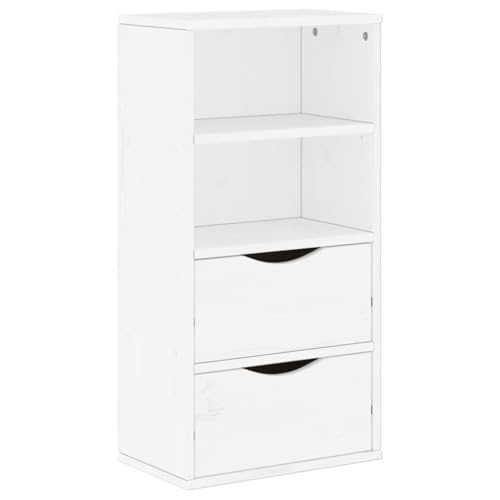 QJBSAVVA Geschirrschrank Küchenschrank Barschrank Apothekerschrank Küche - Beistellschrank mit Schubladen ODDA Weiß Massivholz Kiefer für Wohnzimmer Badezimmer Schlafzimmer Büro von QJBSAVVA