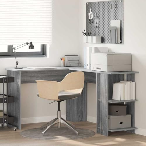 QJBSAVVA Grauer Eckschreibtisch Sonoma 140x113,5x75cm Moderner Schreibtisch mit Stauraum aus MDF Platzsparend & Robust für Heimbüro und Gaming QJBSAVVA Grauer Eckschreibtisch Sonoma 140x113,5x75cm Moderner Schreibtisch mit Stauraum aus MDF Platzsparend & Robust für Heimbüro und Gaming von QJBSAVVA