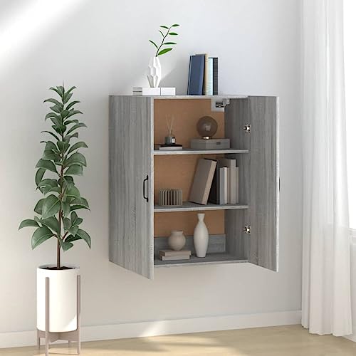 QJBSAVVA Hängeschrank Sonoma-Eiche 69,5x34x90 cm Holzwerkstoff Grau Moderner Wandschrank mit 2 Türen für Wohnzimmer Schlafzimmer und Küche QJBSAVVA Hängeschrank Sonoma-Eiche 69,5x34x90 cm Holzwerkstoff Grau Moderner Wandschrank mit 2 Türen für Wohnzimmer Schlafzimmer und Küche von QJBSAVVA
