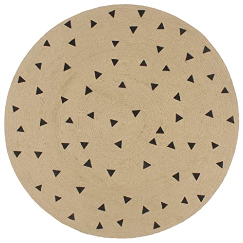 QJBSAVVA Handgefertigter Jute Teppich mit Dreiecksmuster 120 cm Natürliche Optik für Wohnzimmer Schlafzimmer und Flur Moderner Läufer aus strapazierfähiger Jute von QJBSAVVA