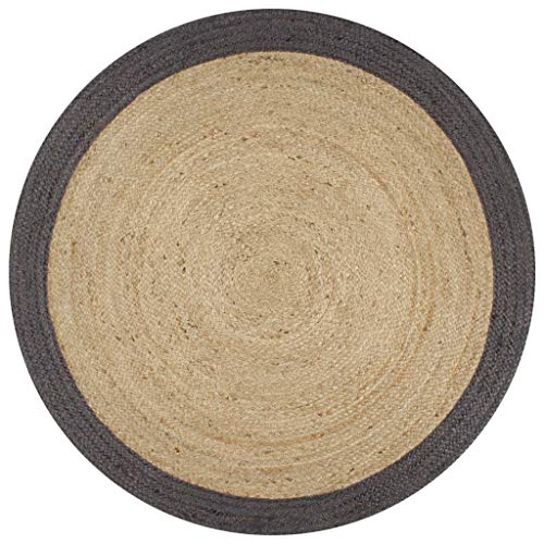 QJBSAVVA Handgefertigter Juteteppich mit Dunkelgrauem Rand 120 cm Natürliche Optik und Strapazierfähigkeit für Wohnzimmer Balkon und Schlafzimmer QJBSAVVA Handgefertigter Juteteppich mit Dunkelgrauem Rand 120 cm Natürliche Optik und Strapazierfähigkeit für Wohnzimmer Balkon und Schlafzimmer von QJBSAVVA