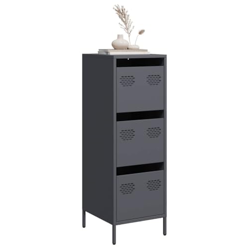 QJBSAVVA Highboard Anthrazit aus kaltgewalztem Stahl mit 3 Schubladen - Moderner Schrank für Wohnzimmer, Schlafzimmer oder Büro QJBSAVVA Highboard Anthrazit aus kaltgewalztem Stahl mit 3 Schubladen - Moderner Schrank für Wohnzimmer, Schlafzimmer oder Büro von QJBSAVVA