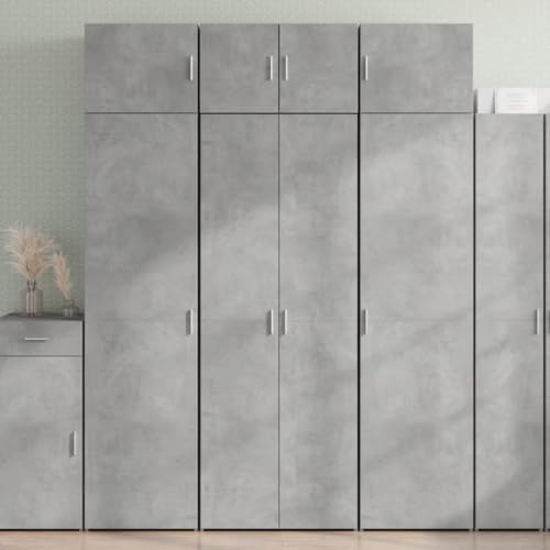 QJBSAVVA Highboard Betongrau aus Holzwerkstoff - Modernes Design mit reichlich Stauraum für Wohnzimmer, Schlafzimmer und Flur von QJBSAVVA