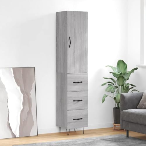 QJBSAVVA Highboard Grau Sonoma aus Holzwerkstoff & Metall - Modernes Sideboard mit viel Stauraum für Wohnzimmer, Flur & Schlafzimmer QJBSAVVA Highboard Grau Sonoma aus Holzwerkstoff & Metall - Modernes Sideboard mit viel Stauraum für Wohnzimmer, Flur & Schlafzimmer von QJBSAVVA