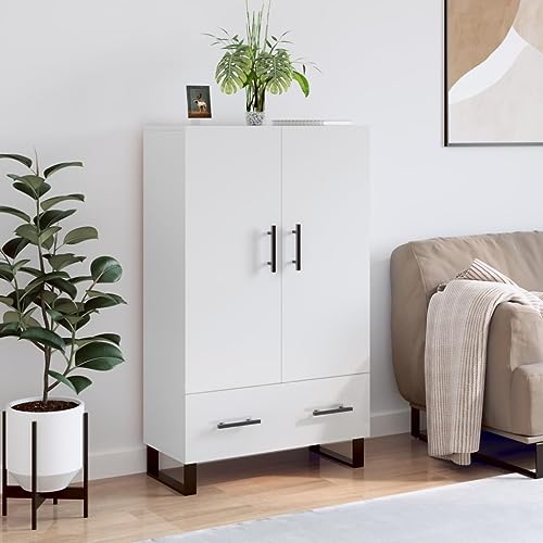 QJBSAVVA Highboard Modernes Sideboard Wohnzimmer Hochglanz-Weiß Holzwerkstoff mit Metallbeinen Stauraum für Living Room, Flur und Schlafzimmer von QJBSAVVA