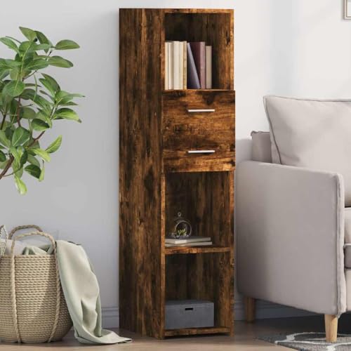 QJBSAVVA Highboard Räuchereiche Holzwerkstoff Modernes Design mit viel Stauraum für Wohnzimmer, Küche und Flur von QJBSAVVA