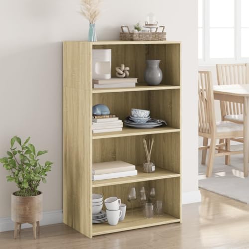 QJBSAVVA Highboard Sonoma-Eiche 70x41x124 cm Holzwerkstoff - Moderner Schrank mit viel Stauraum für Wohnzimmer, Küche oder Flur von QJBSAVVA