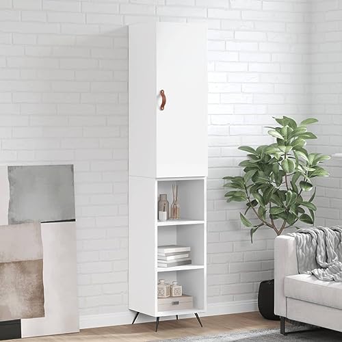 QJBSAVVA Highboard Weiß 34,5x34x180 cm Holzwerkstoff Modernes Design mit Metallfüßen Stauraum für Wohnzimmer und Flur QJBSAVVA Highboard Weiß 34,5x34x180 cm Holzwerkstoff Modernes Design mit Metallfüßen Stauraum für Wohnzimmer und Flur von QJBSAVVA