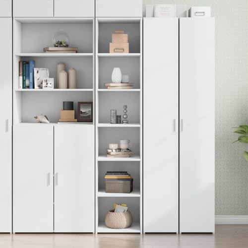 QJBSAVVA Highboard Weiß 40x41x185 cm Holzwerkstoff Modernes Design mit viel Stauraum für Wohnzimmer, Küche oder Flur von QJBSAVVA