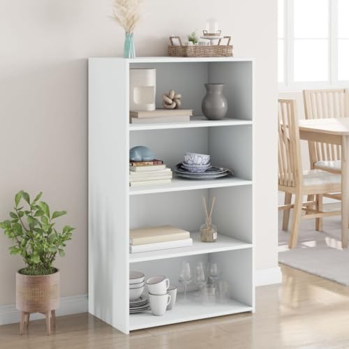 QJBSAVVA Highboard Weiß 70x41x124 cm Holzwerkstoff Modernes Design mit viel Stauraum für Wohnzimmer, Küche oder Flur von QJBSAVVA