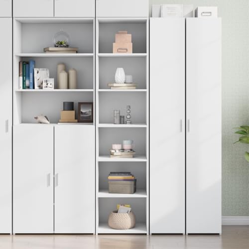 QJBSAVVA Highboard Weiß Modernes Design Holzwerkstoff 45x41x185 cm Stauraum Schrank für Wohnzimmer Küche Flur von QJBSAVVA