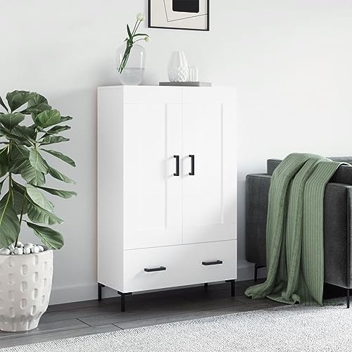 QJBSAVVA Highboard Weiß aus Holzwerkstoff mit viel Stauraum, Modernes Design für Wohnzimmer, Küche oder Flur, 69,5x31x115 cm von QJBSAVVA