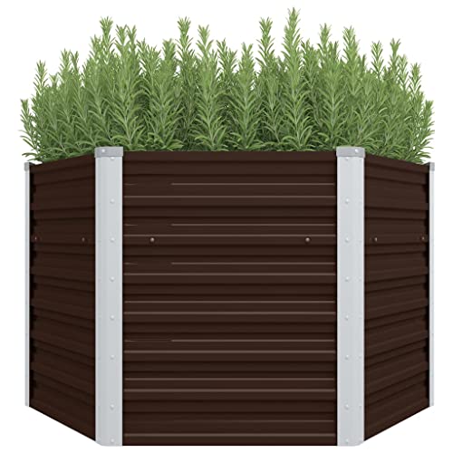 QJBSAVVA Hochbeet aus verzinktem Stahl 129 x 129 x 77 cm Sechseckige Pflanzkübel für Garten Balkon und Terrasse mit offenem Boden Robustes Design für Outdoor Nutzung von QJBSAVVA
