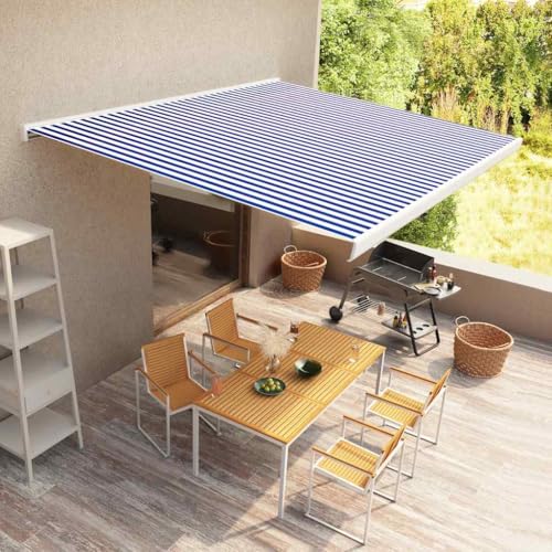 QJBSAVVA Kassettenmarkise mit Motor 400x300 cm Blau und Weiß UV-beständige Markise für Terrasse Balkon und Garten mit Alurahmen und Polyesterstoff QJBSAVVA Kassettenmarkise mit Motor 400x300 cm Blau und Weiß UV-beständige Markise für Terrasse Balkon und Garten mit Alurahmen und Polyesterstoff von QJBSAVVA