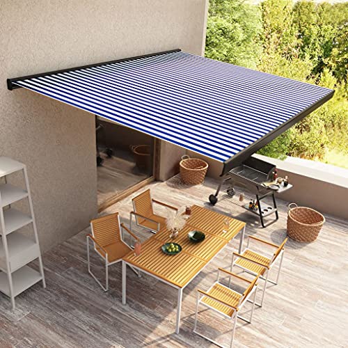 QJBSAVVA Kassettenmarkise mit Motor 450x300 cm Blau und Weiß Einziehbare Markise aus Aluminium und Polyester für Terrasse Balkon und Garten und wetterfest QJBSAVVA Kassettenmarkise mit Motor 450x300 cm Blau und Weiß Einziehbare Markise aus Aluminium und Polyester für Terrasse Balkon und Garten und wetterfest von QJBSAVVA
