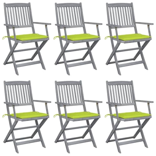 QJBSAVVA Klappbare Gartenstühle aus Massivholz Akazie mit Sitzkissen 6er Set Grau Hellgrün 54 x 57 x 91 cm Wetterfest & Faltbar für Terrasse Balkon und Camping QJBSAVVA Klappbare Gartenstühle aus Massivholz Akazie mit Sitzkissen 6er Set Grau Hellgrün 54 x 57 x 91 cm Wetterfest & Faltbar für Terrasse Balkon und Camping von QJBSAVVA