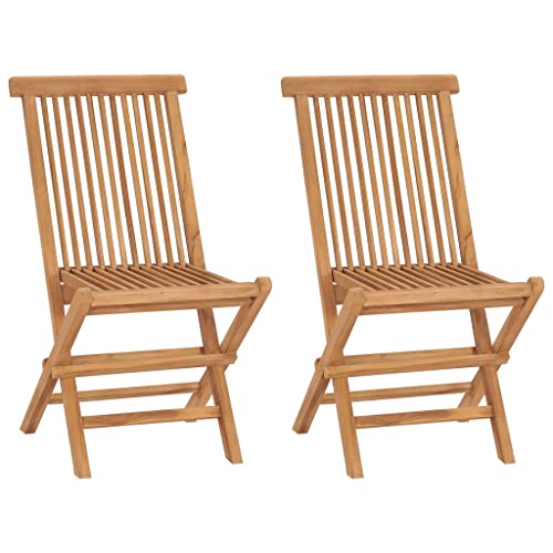 QJBSAVVA Klappbare Gartenstühle aus Massivholz Teak 2er Set Hochwertige Faltbare Outdoor Stühle für Balkon Garten und Camping 46 x 62 x 90 cm Bequem & Wetterfest von QJBSAVVA