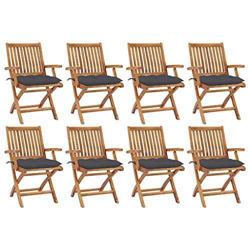 QJBSAVVA Klappbare Gartenstühle aus Teakholz mit Anthrazit Kissen 8er Set 56 x 58 x 88 cm Wetterbeständige Outdoor Möbel für Balkon Terrasse und Garten QJBSAVVA Klappbare Gartenstühle aus Teakholz mit Anthrazit Kissen 8er Set 56 x 58 x 88 cm Wetterbeständige Outdoor Möbel für Balkon Terrasse und Garten von QJBSAVVA