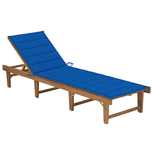 QJBSAVVA Klappbare Sonnenliege aus Massivholz Akazie mit Verstellbarer Rückenlehne und Königsblauer Auflage 200 x 61 cm Bequem & Witterungsbeständig für Garten Balkon und Strand QJBSAVVA Klappbare Sonnenliege aus Massivholz Akazie mit Verstellbarer Rückenlehne und Königsblauer Auflage 200 x 61 cm Bequem & Witterungsbeständig für Garten Balkon und Strand von QJBSAVVA