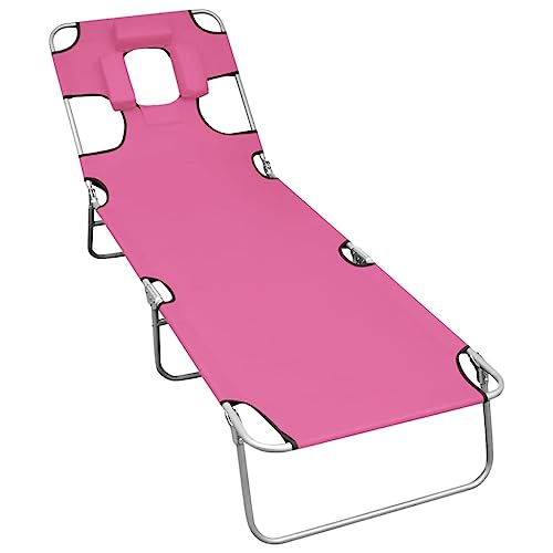 QJBSAVVA Klappbare Sonnenliege mit Kopfkissen Magento Rosa 189 x 58 x 27 cm Faltbarer Liegestuhl mit Verstellbarer Rückenlehne für Strand Garten und Balkon QJBSAVVA Klappbare Sonnenliege mit Kopfkissen Magento Rosa 189 x 58 x 27 cm Faltbarer Liegestuhl mit Verstellbarer Rückenlehne für Strand Garten und Balkon von QJBSAVVA