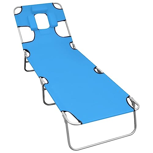 QJBSAVVA Klappbare Sonnenliege mit Kopfkissen Türkisblau Verstellbare Rückenlehne Faltbare Strandliege aus Stahl und Polyester 189 x 58 x 27 cm Bequem & Stabil für Garten Strand und Balkon QJBSAVVA Klappbare Sonnenliege mit Kopfkissen Türkisblau Verstellbare Rückenlehne Faltbare Strandliege aus Stahl und Polyester 189 x 58 x 27 cm Bequem & Stabil für Garten Strand und Balkon von QJBSAVVA