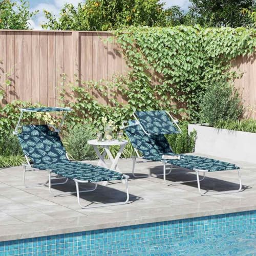 QJBSAVVA Klappbare Sonnenliegen 2 Stück mit Blattmuster Modernes Design wasserabweisend für Garten Balkon und Terrasse 58 x 188 x 77 cm QJBSAVVA Klappbare Sonnenliegen 2 Stück mit Blattmuster Modernes Design wasserabweisend für Garten Balkon und Terrasse 58 x 188 x 77 cm von QJBSAVVA