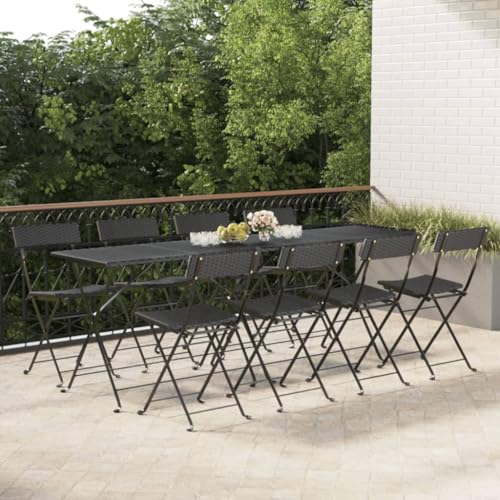 QJBSAVVA Klappbarer Bistrostuhl Schwarz 8 Stück PE Rattan und Stahl Wetterfest Faltbar für Garten Terrasse Balkon und Camping QJBSAVVA Klappbarer Bistrostuhl Schwarz 8 Stück PE Rattan und Stahl Wetterfest Faltbar für Garten Terrasse Balkon und Camping von QJBSAVVA