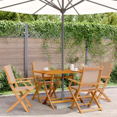 QJBSAVVA Klappbarer Gartenstuhl aus Massivem Akazienholz mit Taupe Stoff Bezug 54 x 58 x 91 cm Robust & Wetterbeständig für Garten Balkon und Terrasse QJBSAVVA Klappbarer Gartenstuhl aus Massivem Akazienholz mit Taupe Stoff Bezug 54 x 58 x 91 cm Robust & Wetterbeständig für Garten Balkon und Terrasse von QJBSAVVA