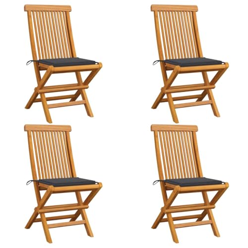 QJBSAVVA Klappbarer Gartenstuhl aus massivem Teakholz mit Anthrazit Kissen 47 x 60 x 89 cm Leicht & Wetterfest für Balkon Garten und Camping QJBSAVVA Klappbarer Gartenstuhl aus massivem Teakholz mit Anthrazit Kissen 47 x 60 x 89 cm Leicht & Wetterfest für Balkon Garten und Camping von QJBSAVVA