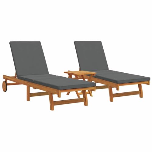 QJBSAVVA Klappbarer Gartentisch aus Akazienholz mit 2 Liegestühlen Grau Rechteckig 40 x 40 x 40 cm Wetterfeste Öloberfläche Faltbares Design für Garten Terrasse und Balkon QJBSAVVA Klappbarer Gartentisch aus Akazienholz mit 2 Liegestühlen Grau Rechteckig 40 x 40 x 40 cm Wetterfeste Öloberfläche Faltbares Design für Garten Terrasse und Balkon von QJBSAVVA