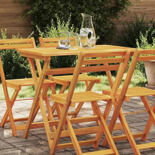 QJBSAVVA Klappbarer Gartentisch aus Massivholz Akazie 100x55x75 cm Rechteckig Modernes Design Robust & Wetterfest für Garten Terrasse und Balkon von QJBSAVVA
