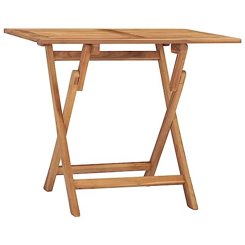 QJBSAVVA Klappbarer Gartentisch aus massivem Teakholz 90 x 60 x 75 cm Wetterfester Esstisch mit platzsparendem Faltdesign für Balkon Garten und Camping von QJBSAVVA