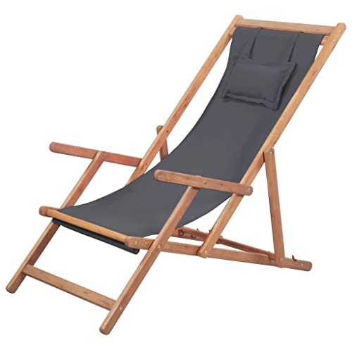 QJBSAVVA Klappbarer Strandstuhl aus Eukalyptusholz mit 3-Fach Verstellbarer Liegeposition Grau Leicht & Wetterfest für Garten Balkon und Camping QJBSAVVA Klappbarer Strandstuhl aus Eukalyptusholz mit 3-Fach Verstellbarer Liegeposition Grau Leicht & Wetterfest für Garten Balkon und Camping von QJBSAVVA