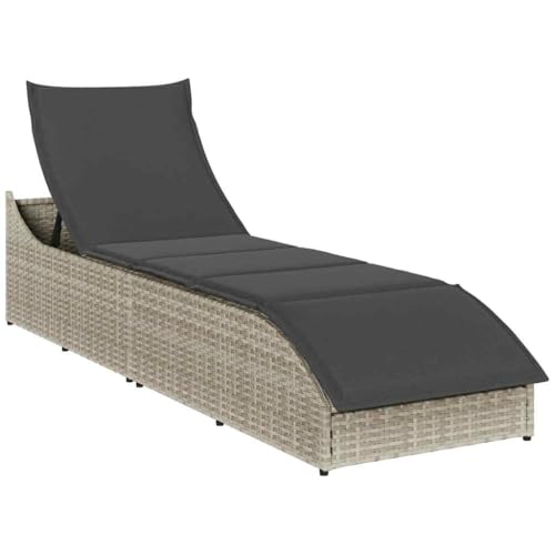 QJBSAVVA Klappliege Hellgrau PE-Rattan mit Verstellbarer Rückenlehne und wasserfester Stauraum Box 59 x 200 cm Bequeme Gartenliege Strandliege Campingliege für Outdoor Relax QJBSAVVA Klappliege Hellgrau PE-Rattan mit Verstellbarer Rückenlehne und wasserfester Stauraum Box 59 x 200 cm Bequeme Gartenliege Strandliege Campingliege für Outdoor Relax von QJBSAVVA